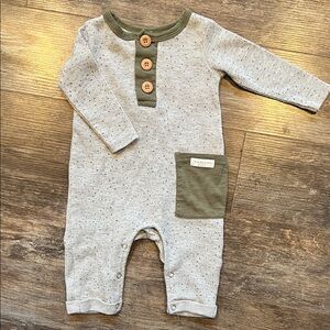 Tahari Baby Gray and Olive Romper
